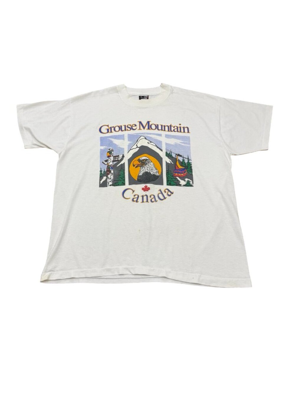 Vintage Grouse Mountain Canada T-Shirt White Single Stitch 1990s Tourist Tee